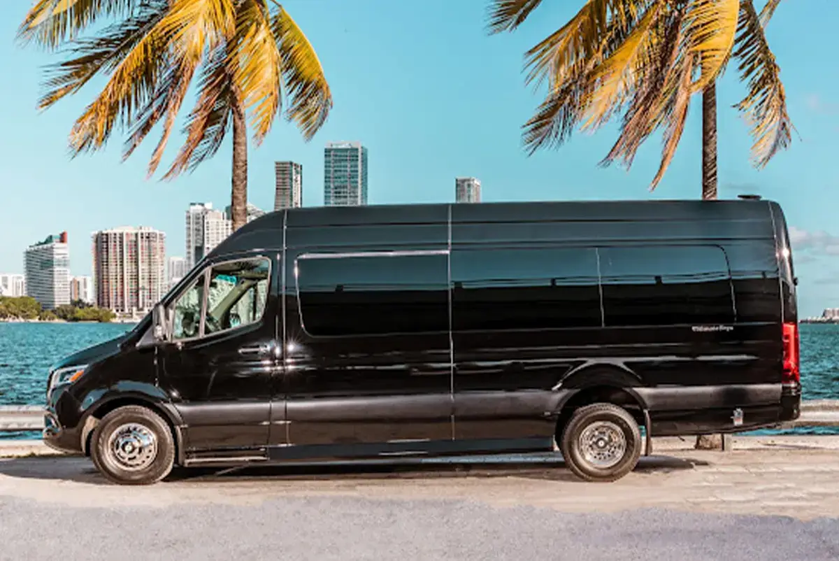 Mercedes Stretch Sprinter Prepared for VIP Limo Service in West Palm Beach