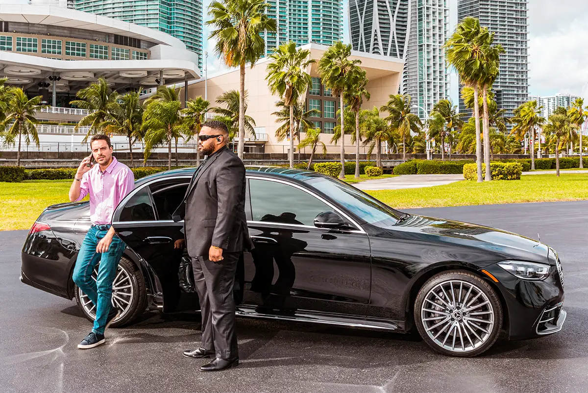 VIP Guests Enjoying Premier Limo Service in Miami