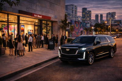 Art Basel Miami at sunset limousine